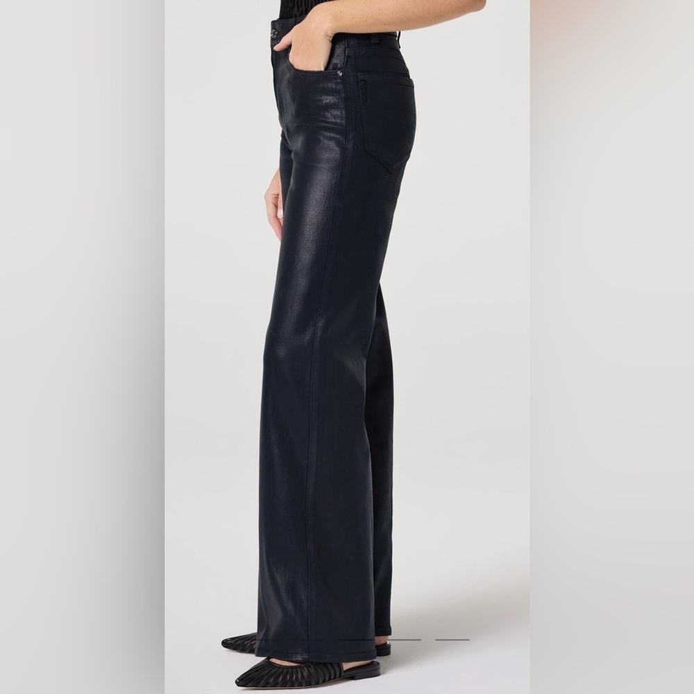 Women's  Sasha Black Fog Luxe Coating Wide-Leg Jeans - Picture 4 of 15
